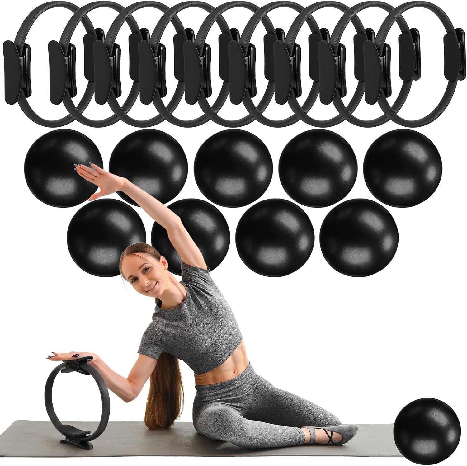 Pilates Yoga Tone - Juego de 18 anillos y pelotas