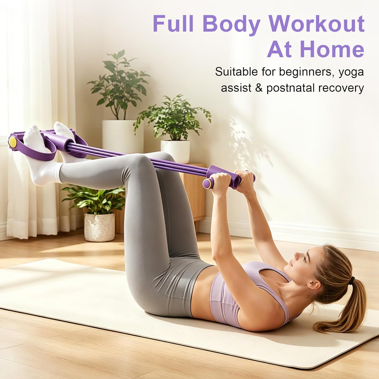 Pilates Yoga Board - Banda de resistencia de 4 tubos,